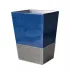 Mack French Blue Enamel/Silver Mesh Straight Wastebasket + Liner (8.75"L x 7"W x 11.5"H)