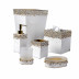 Duchess/Enamel With A Melange Of Crystals Pearl/Gold 3Pc Vanity Amenities Jars Set (3.5" X 4.25", 5.5" X 4.25", 7.5" X 4.25")