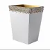 Duchess Pearl Enamel/Gold Trim  Straight Wastebasket + Liner (8.75"L x 7"W x 11.5"H)