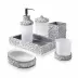 Ambrosia White Quartz/Silver 3pc Vanity Amenities Jars Set (3.5" x 4.25", 5.5" x 4.25", 7.5" x 4.25")