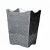 Caviar Platinum Enamel/Silver Trim Scalloped Wastebasket + Liner (8.75"L x 7"W x 11.25"H)