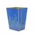 Deauville French Blue Enamel/Gold Straight Wastebasket & Liner (8.75"L x 7"W x 11.5"H)