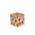 Fleur/Wildflowers with Cabochon Stones/Gold Trim Tall Square Container (3.75"W X 3.75"L X 5"H)