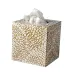 Prosecco Oatmeal/Ecru/Gold Enamel  Square Tissue Holder (5.75"L x 5.25"W x 6"H)