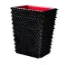 Quill Black Spikes with Black Enamel/Red Trim  Straight Wastebasket + Liner (8.75"L x 7"W x 11.5"H)