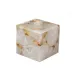 Taj Premium Gemstone Rock Crystal/Gold Foil  Square Container (4"L x 4"W x 4"H)