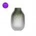 Pinea Smoke Green Lead-Free Crystal, Cut Vertical Grooves Underlaid Vase 23,5 cm