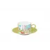 Vues De Paris Sage Green Tea Cup & Saucer (Special Order)