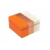 Lacquer Orange/Copper/White Square Box 5" x 5" x 3"H