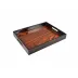 Lacquer Rosewood Brown Medium Rectangular Tray 12"W x 15"L x 2"H