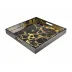 Lacquer Black Gold Marble Square Tray 16" x 16" x 2"H