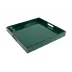 Lacquer Forest Green/Black Trim Square Tray 16" x 16" x 2"H