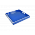 Lacquer True Blue/White Trim Square Tray 14" x 14" x 2"H