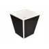 Lacquer Black/White Trim Waste Basket 9" x 9" x 10"H