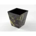 Lacquer Black Gold Marble Waste Basket 9" x 9" x 10"H