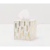 Cortona Brass Mix W/ Shell Tissue Box Square Straight White