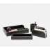 Larne Black Desk Set: Letter Tray Envelope Holder Pencil Tray And Pencil Holder Full-Grain Leat