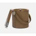 Witney Oat Brown Ostrich, Ice Bucket w/ Tongs, Round, Full-Grain Leather