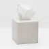 Arles White Tissue Box Square Straight Faux Horn