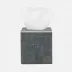 Bradford Cool Gray/Silver Tissue Box Square Straight Realistic Faux Shagreen/Stainless Steel