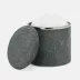 Bradford Cool Gray/Silver Canister Large Round Realistic Faux Shagreen/Stainless Steel