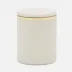 Bradford Blanc Br/Gold Canister Large Round Realistic Faux Shagreen/Brass