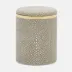Bradford Sand/Gold Canister Small Round Realistic Faux Shagreen/Brass