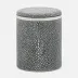 Bradford Cool Gray/Silver Canister Small Round Realistic Faux Shagreen/Stainless Steel