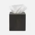 Tenby Dark Mushroom Tissue Box Square Straight Realistic Faux Shagreen