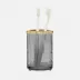 Argos Smoke Brush Holder Glass W/Brass Trim