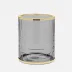 Argos Smoke Wastebasket Round Glass W/Brass Trim