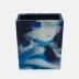 Bahia Blue Wastebasket Rectangular Tapered Swirled Resin