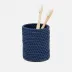 Dalton Navy Brush Holder Round Rattan