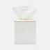 Veria Shiny White/Gold Tissue Box Square Straight Realistic Faux Rattan/Brass