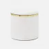 Veria Shiny White/Gold Canister Round Large Realistic Faux Rattan/Brass