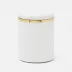 Veria Shiny White/Gold Canister Round Small Realistic Faux Rattan/Brass