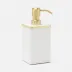 Veria Shiny White/Gold Soap Pump Square Straight Realistic Faux Rattan/Brass