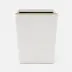 Veria Shiny White/Gold Wastebasket Rectangular Tapered Realistic Faux Rattan/Brass