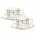 Alligator Gold With Crystal Tea Cup & Saucer Set Of 2