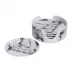 Marble Venice Fog Coaster in Holder, Set of 4 (Coaster diam 4.25; Container 4.75x2 in)