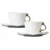 Geometrica Gold Rim Tea Cup & Saucer, set of 2