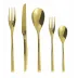 H-Art Satin Gold 5-Pc Place Setting Solid Handle 18/10 Stainless Steel Pvd