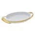 New Living Oval Porcelain Dish Set 15 3/8X10 5/8 Pvd Gold Mirror