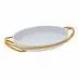New Living Oval Porcelain Dish Set 15 3/8X10 5/8 Pvd Gold Hi-Tech