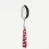 White Dots Red Soup Spoon 8.5"