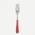 White Dots Red Salad Fork 7.5"