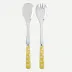 White Dots Yellow Salad Serving Set 10.25" (Serving Fork, Serving Spoon)