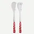 White Dots Red Salad Serving Set 10.25" (Serving Fork, Serving Spoon)