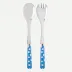 White Dots Light Blue 2-Pc Salad Serving Set 10.25" (Fork, Spoon)