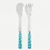 White Dots Turquoise 2-Pc Salad Serving Set 10.25" (Fork, Spoon)